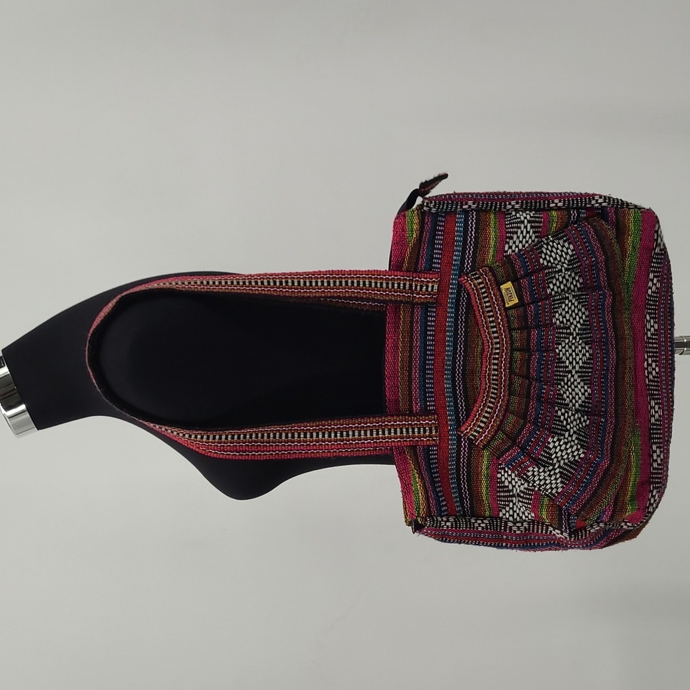 Pinzon Woven Boho Tote Bag Multi Color Striped Geometric Shoulder Bag Zipper